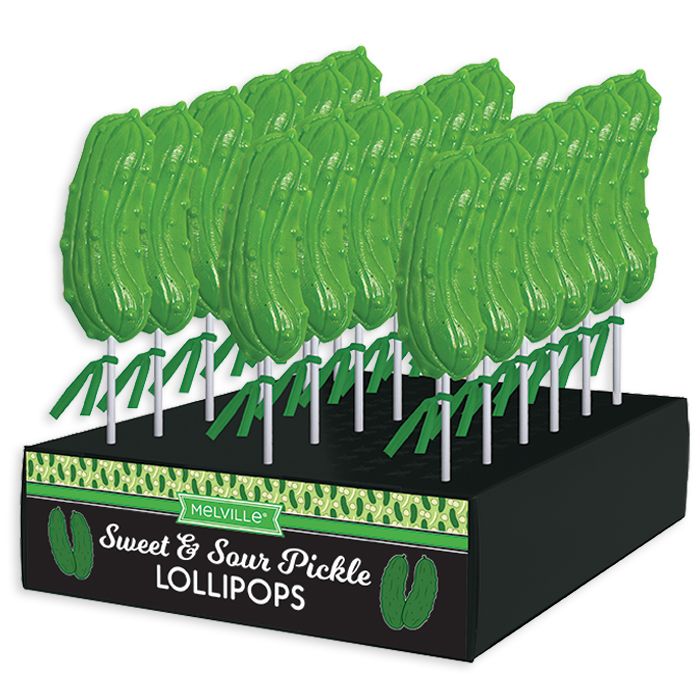 Melville Sour Pickle Lollipops 1.2oz 24ct
