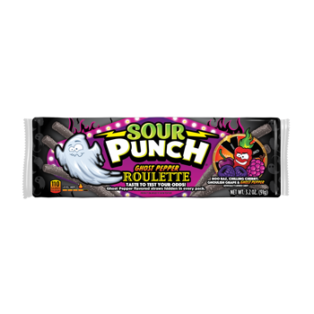 Sour Punch Ghost Pepper Roulette Straws Tray 3.2oz 24ct