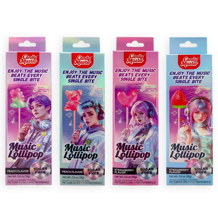 4D Musical Lollipops Assorted Strawberry & Peach 0.6oz 8ct