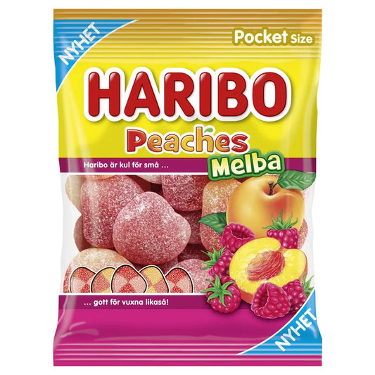 Haribo Peaches Raspberry 80g 24ct (Sweden)