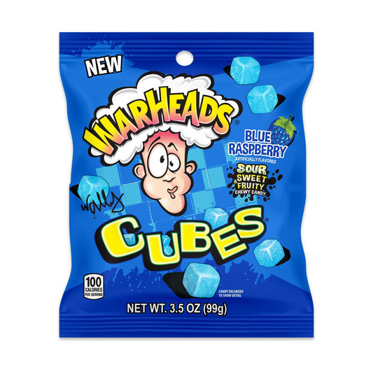 Warheads Blue Raspberry Cubes 3.5oz 12ct
