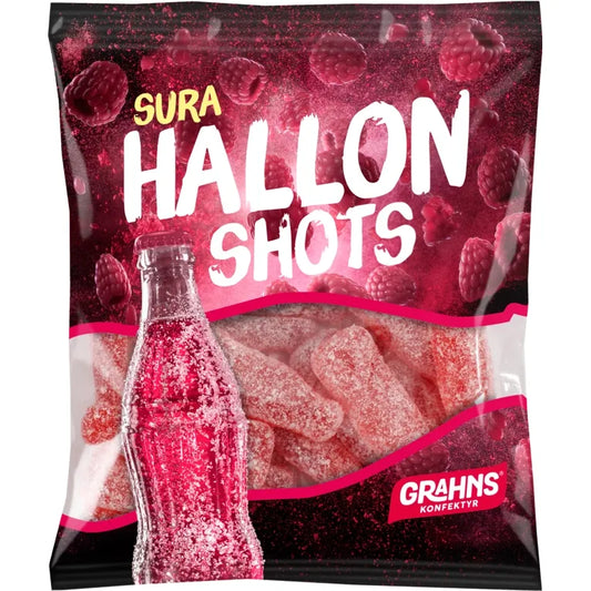 Grahns Sour Raspberry Shots 80g 14ct (Sweden)