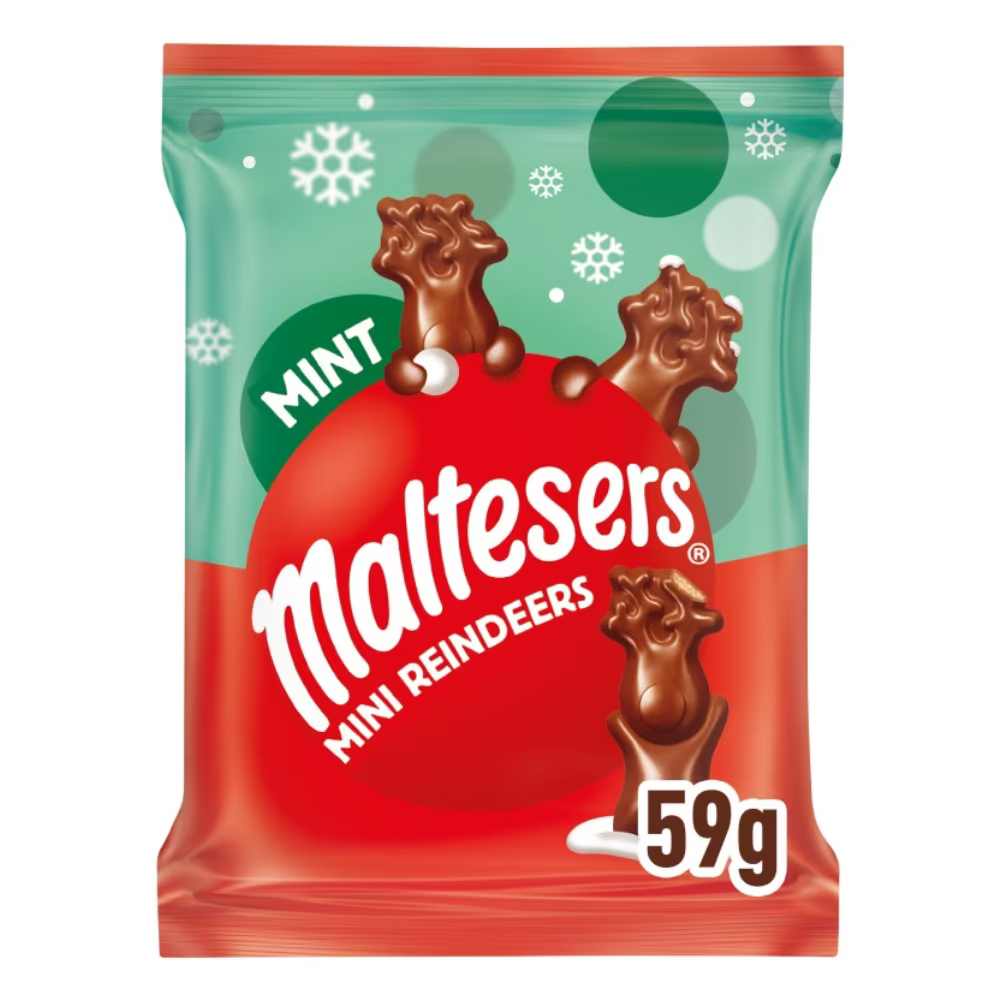 Maltesers Reindeer Chocolate Christmas Mint Mini Treats Bag 59g 24ct (UK)