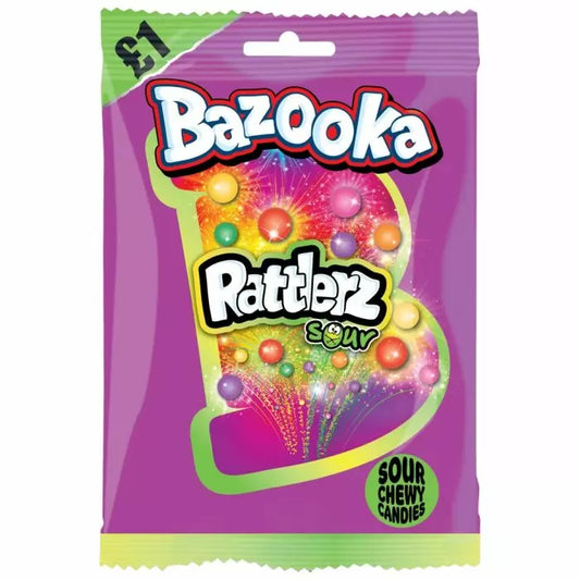 Bazooka Rattlerz Sour Chewy Candies 100g 12ct (UK)