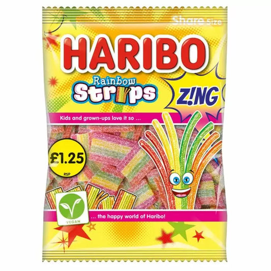 Haribo Rainbow Strips Z!NG 130g 12ct (UK)