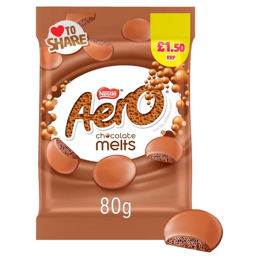Aero Melts Milk Chocolate Sharing Bag 80g 12ct (UK)