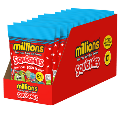Millions Squishies American Sour Bag 100g 12ct (UK)