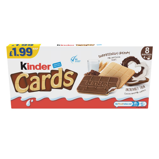 Kinder Cards Milk Chocolate Wafer Biscuit 4 Pack 102.4g 12ct (UK)