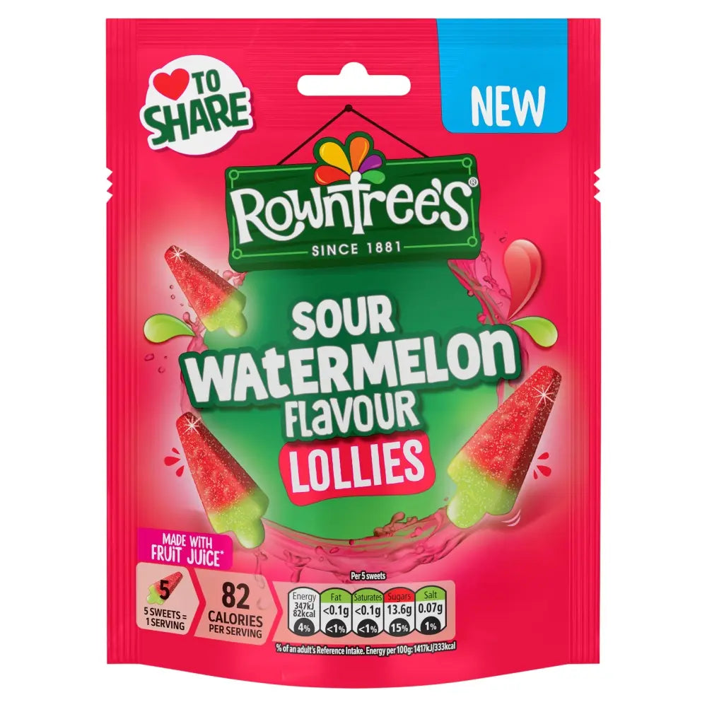 Rowntree's Lollies Sour Watermelon Sweets Bag 9ct (UK)