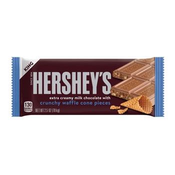 Hershey's Extra Creamy Milk Chocolate With Crunchy Waffle Cone Pieces King Size Bar, 2.5 oz. 18ct