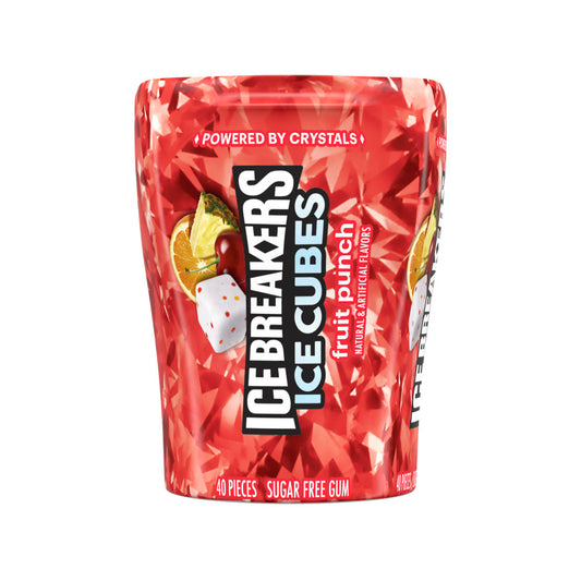 Ice Breakers Ice Cubes Fruit Punch Flavored Gum Bottle Pack 6ct