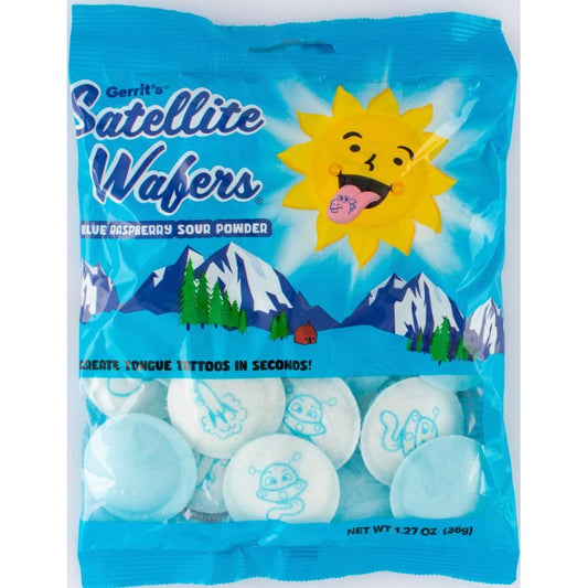 Satellite Wafers Blue Raspberry With Tongue Tattoo Bag 1.27oz 12ct