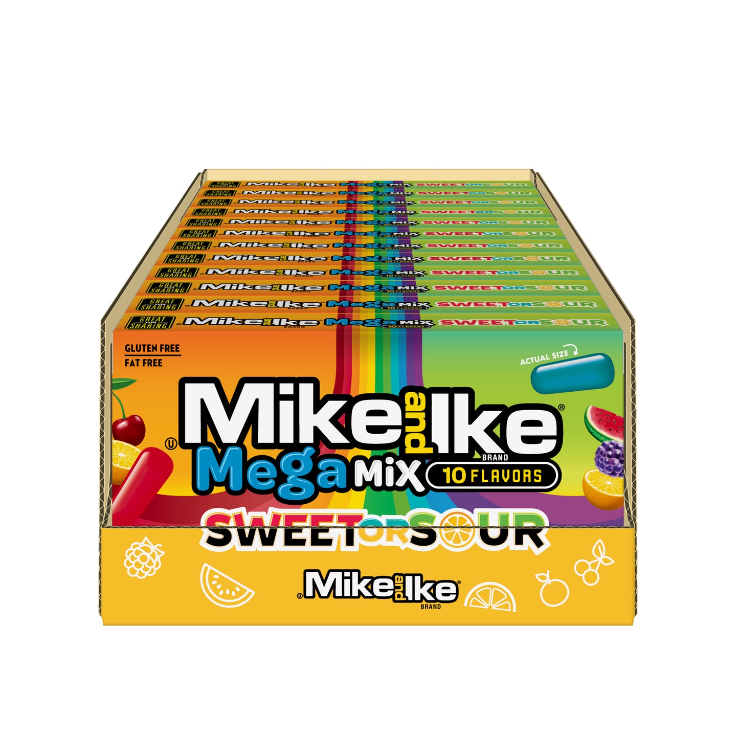Mike & Ike Theater Box Mega Mix Sweet Or Sour 4.25oz 12ct