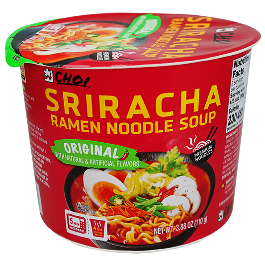 Choi Sriracha Original Ramen Noodle Soup Bowl 3.8oz 6ct