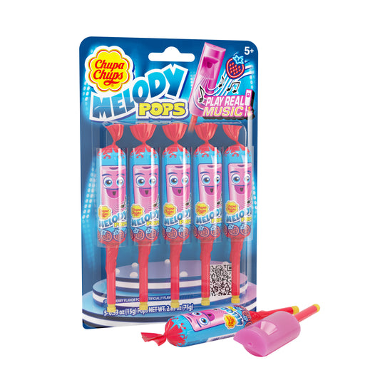 Chupa Chups Melody Pops 5pc Blister Pack Strawberry 12ct