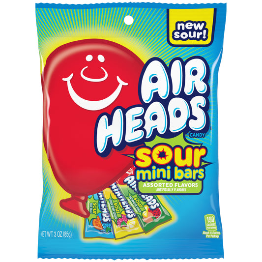 Airheads Mini Bars Assorted Sours Peg Bags 3oz 12ct