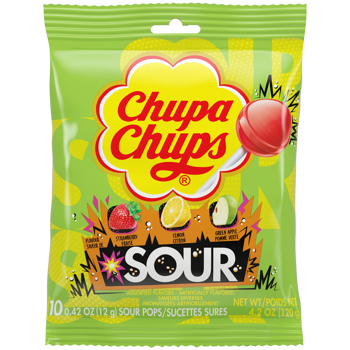 Chupa Chups Assorted Sour Peg Bag 4.2oz 12ct