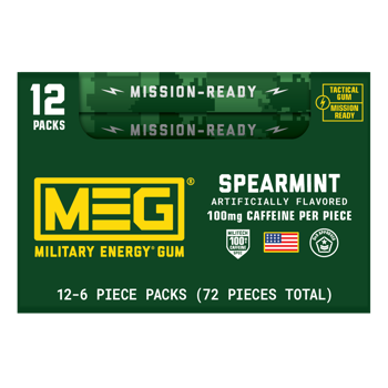 MEG Military Energy Gum Blister Packs Spearmint 12ct