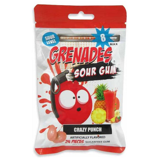 Grenade Sour Gum Crazy Punch 2.4oz 12ct
