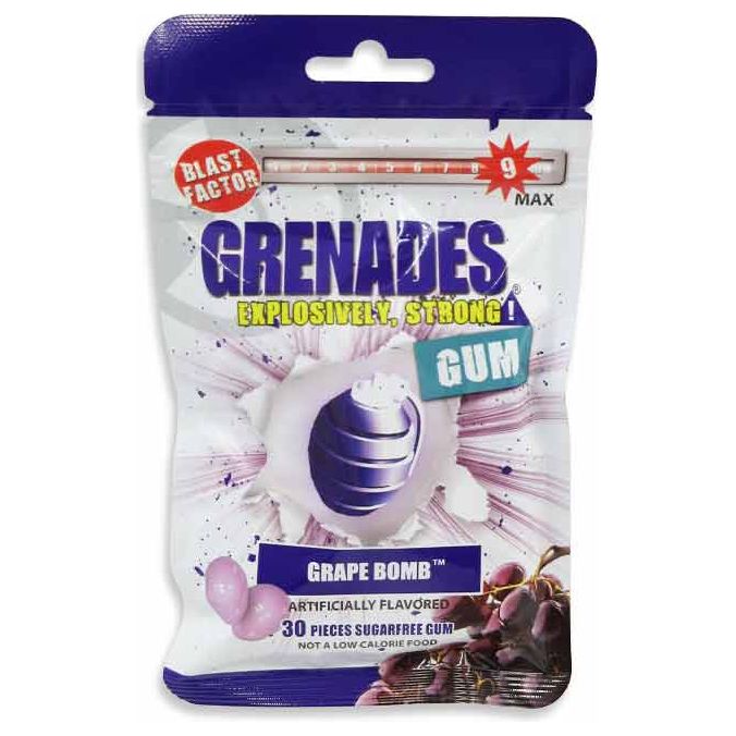 Grenade Sour Gum Grape Bomb 2.4oz 12ct