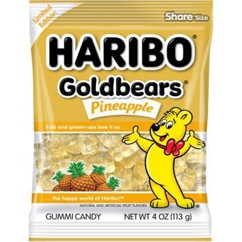 Haribo Peg Bag Gold Bears Pineapple 4oz 12ct