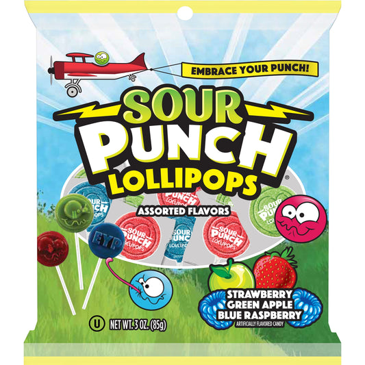 Sour Punch Pops 3oz Peg Bag 12ct