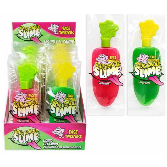Face Twisters Sour Tongue Slime Strawberry - Green Apple 24ct