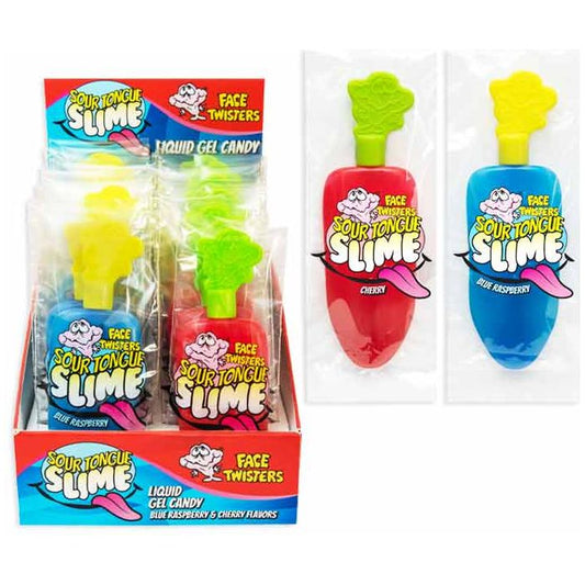 Face Twisters Sour Tongue Slime Blue Raspberry - Cherry 24ct