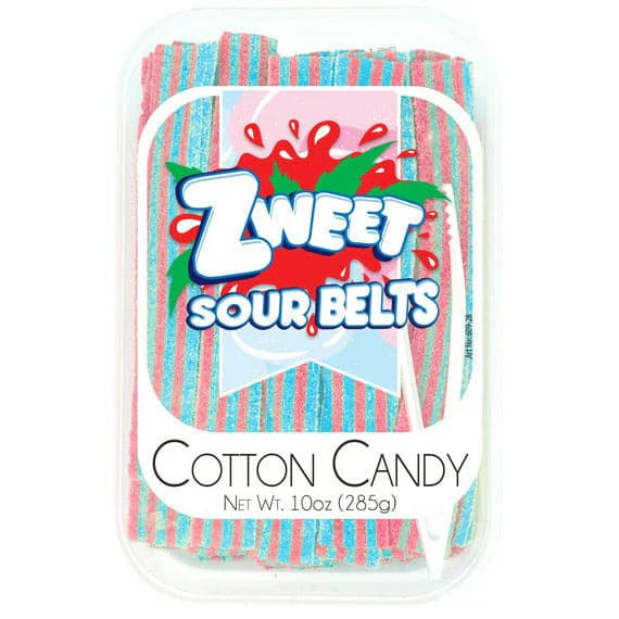 Zweet Sour Belts Cotton Candy Tray (Halal & Kosher Certified) 10oz - 285g 6ct