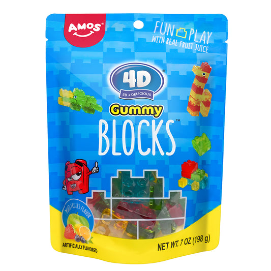 Amos 4D Gummy Blocks Peg Bag 7oz 12ct