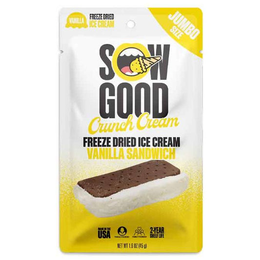Sow Good Freeze Dried Jumbo  Ice Cream Sandwich Vanilla 12ct