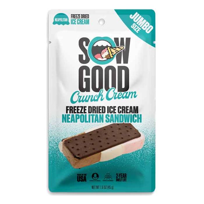 Sow Good Freeze Dried Jumbo  Ice Cream Sandwich Neapolitan 12ct