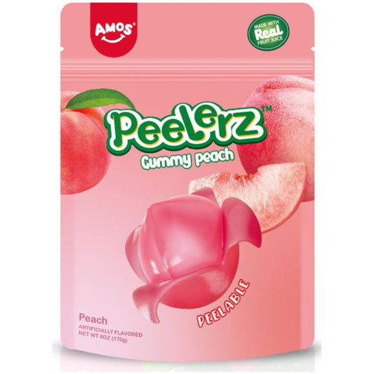 Amos Peelerz Gummy Peach Peg Bag 6oz 12ct