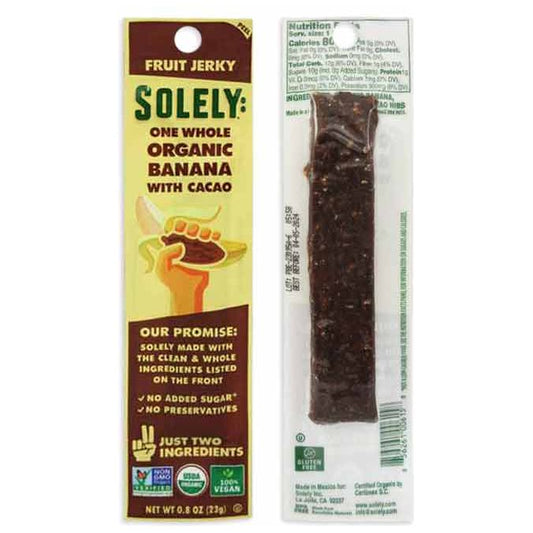 Solely Organic Fruit Jerky Banana & Cocoa Vegan 0.8oz 12ct
