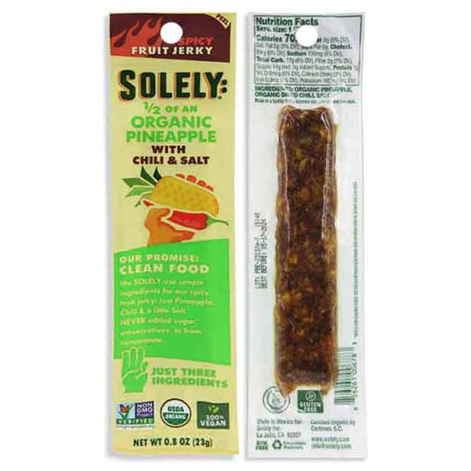 Solely Organic Fruit Jerky Pineapple With Chili & Salt Vegan 0.8oz 12ct