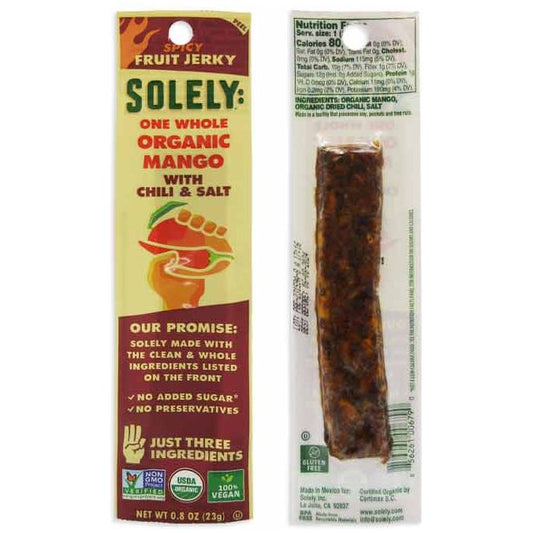 Solely Organic Fruit Jerky Mango With Chili & Salt Vegan 0.8oz 12ct