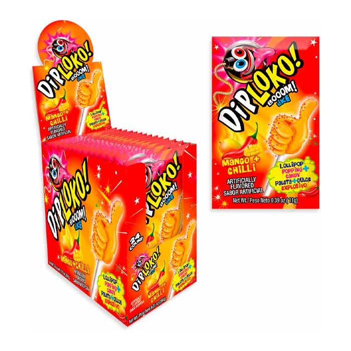 Dip Loko Lollipop With Popping Candy Mango With Chilli .39oz 24ct