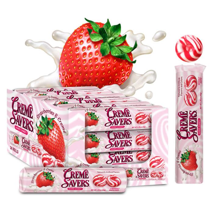 Creme Savers Rolls Strawberry 24ct