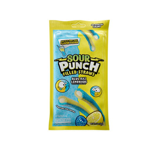 Sour Punch Filled Straws Blue Raz Lemonade 5oz 12ct