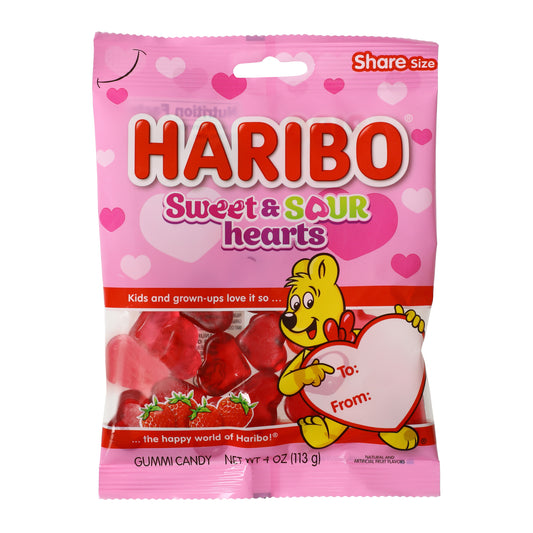 Haribo Valentines Sweet & Sour Hearts 4oz 12ct