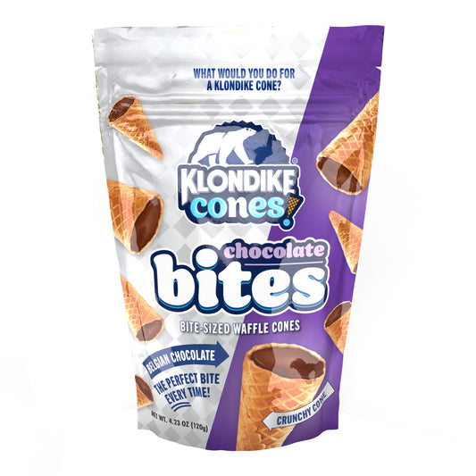 Klondike Chocolate Cone Bites Resealable Stand Up Bags Display 4.23oz 12ct