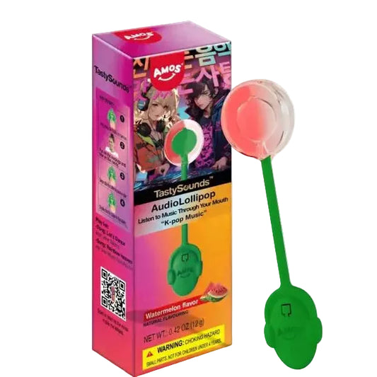 Amos TastySounds Music Audio Lollipop Watermelon .42oz 12ct