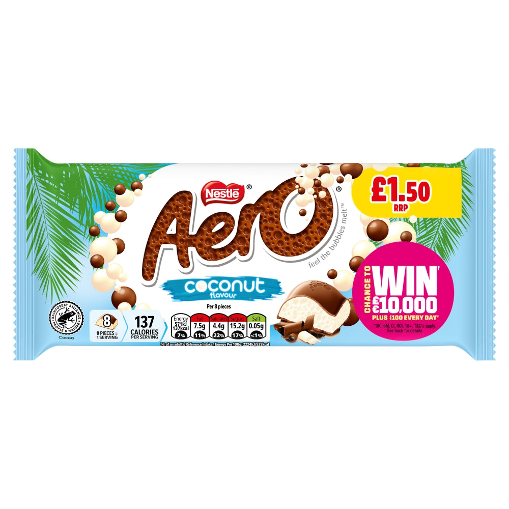 Aero Coconut Chocolate Sharing Bar 90g 15ct (UK)
