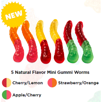 Albanese Bulk Natural 5 Flavor Mini Gummi Worms 2.26kg (5lb) - candynow.ca