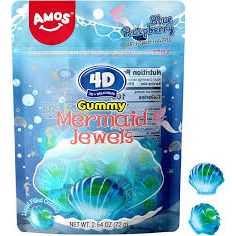 Amos 4D Gummy Mermaid Jewels Peg Bag 6oz 12ct