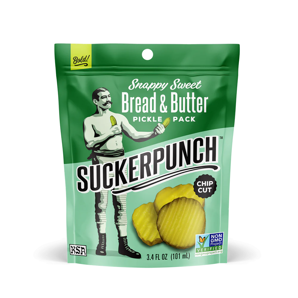 Suckerpunch Snappy Sweet Bread & Butter Pickle Pack 3.4oz 12ct