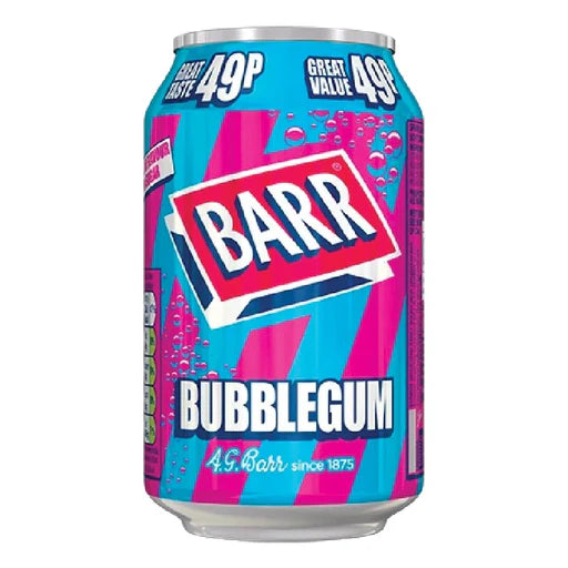 Barr Bubble Gum Can 330ml 24ct (UK) (Shipping Extra, Click for Details)