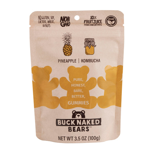 WAREHOUSE SPECIAL - Buck Naked Bears Pineapple - Kombucha Vegan (Germany) 3.5oz 12ct (BB APRIL 2024)