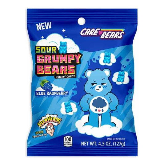 Care Bears Warheads Sour Grumpy Bears Blue Raspberry 4.5oz 12ct