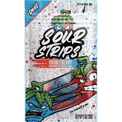 Sour Strips Peg Bag Doubleberry 3.4oz 12ct